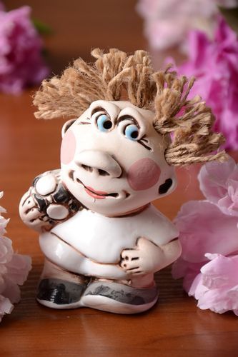 Beautiful handmade semi porcelain statuette with painting Football Player - MADEheart.com