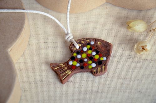 Handmade fish pendant unusual designer pendant cute ceramic accessory - MADEheart.com