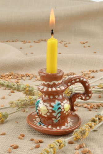 Candlestick made of red and white clay - MADEheart.com