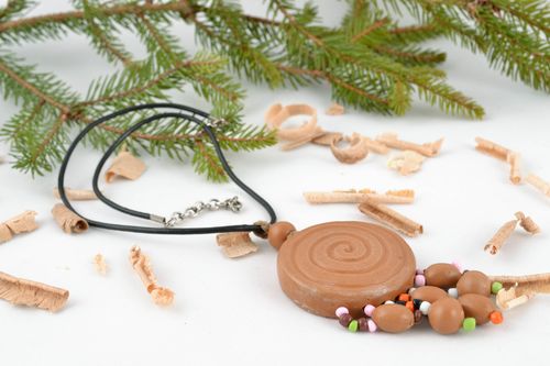 Unusual ceramic pendant in ethnic style - MADEheart.com