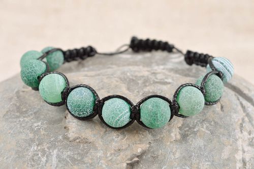 Handmade dark cord strand malachite bracelet for girls  - MADEheart.com