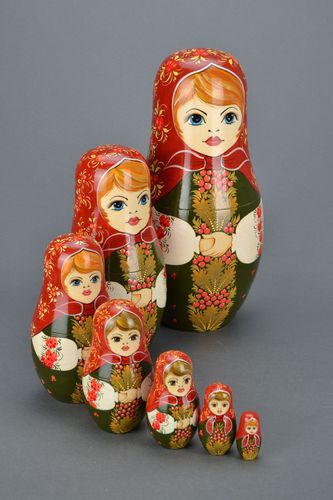Nesting doll with oil painting - MADEheart.com