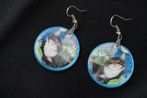 Ohrringe aus Polymerton in der Decoupage-Technik - MADEheart.com