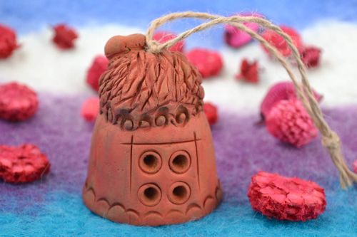 Ceramic designer handmade decorative bell in ethnic style with cord House - MADEheart.com