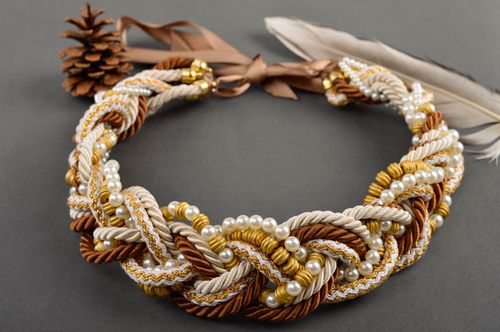 Schmuck Collier handmade Schmuck Designer Accessoire Collier Halskette textil - MADEheart.com