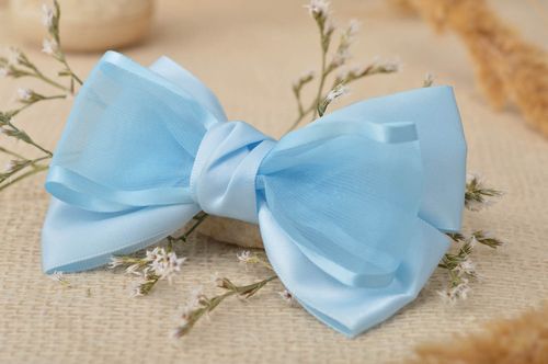 Handmade Frisur Haarspange Schleifen Haarspange Mode Accessoire blau zart schön - MADEheart.com