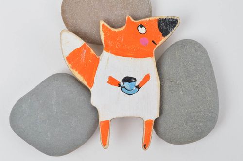 Handmade cute wooden brooch unusual designer brooch funny accessory gift - MADEheart.com