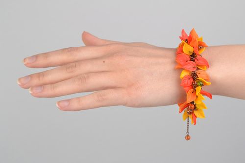 Pulsera de arcilla polimérica hecha a mano en cadena con hojas - MADEheart.com