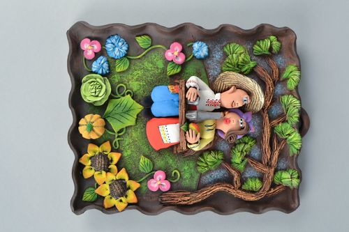 Pannello in ceramica fatto a mano decorazione murale piatto di argilla - MADEheart.com