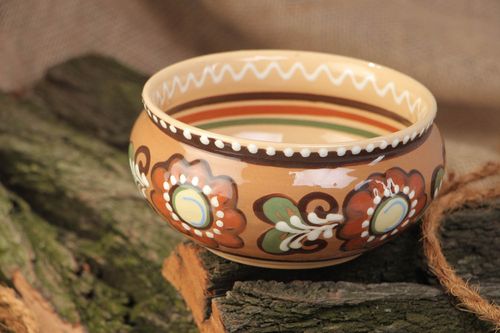 Bol à soupe en terre cuite fait main peinture capacité 35 cl écologique - MADEheart.com
