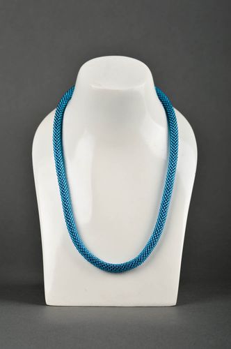 Handmade beautiful necklace blue beaded necklace female evening jewelry - MADEheart.com