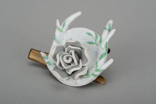 Brooch-hairpin Grey rose - MADEheart.com