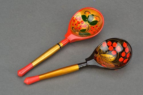 Wooden tablespoon in Khokhloma style - MADEheart.com