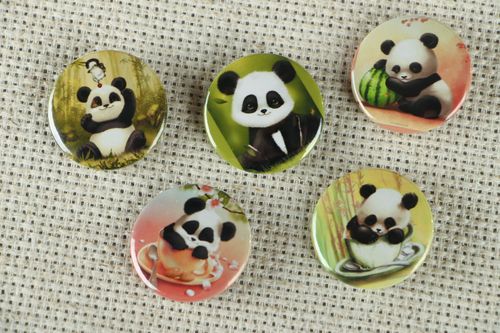 Set of metal badges Panda - MADEheart.com