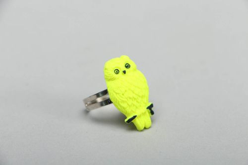 Polymer clay ring Owl - MADEheart.com