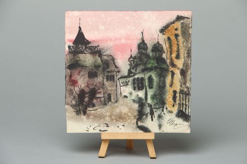 Tableau dartiste à laquarelle fait main Lviv - MADEheart.com