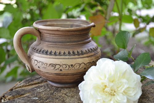 Pote cerámico para crema agria artesanal pequeño bonito original 500 ml - MADEheart.com