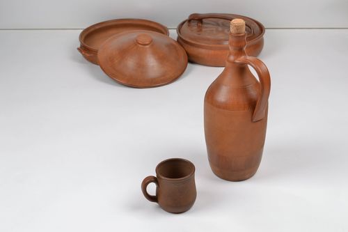 45 oz ceramic wine carafe in bottle shape ancient style with lid 3 lb - MADEheart.com