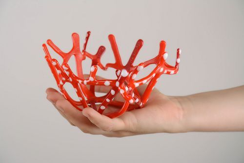 Plato original en técnica de fusing Coral rojo - MADEheart.com