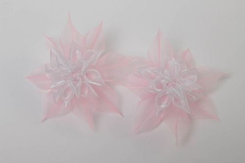 Handmade hair ties with flowers beautiful accessories for kids set of 2 pieces - MADEheart.com