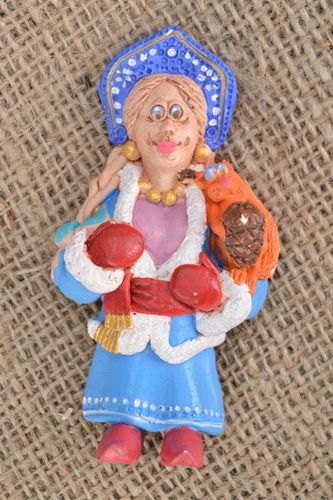 Unusual fridge magnet Snow Maiden with a Squirrel - MADEheart.com