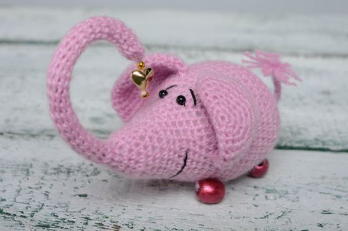 Soft crochet toy Pink Elephant - MADEheart.com