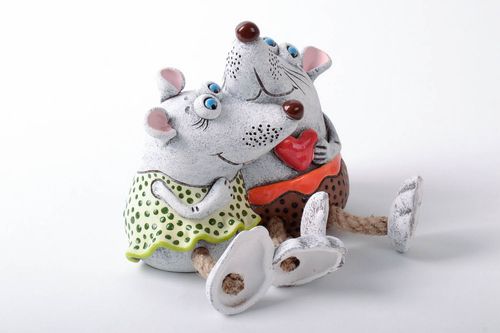 Clay money-box Mice in Love - MADEheart.com