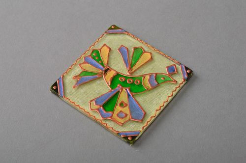 Imán de nevera de cristal artesanal elemento decorativo regalo original Pájaro - MADEheart.com