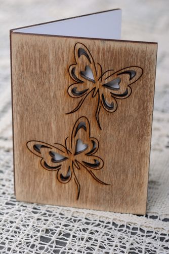 Plywood greeting card with butterflies - MADEheart.com