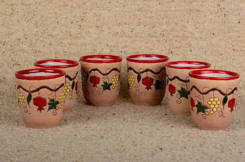 Set of clay glasses ceramic glasses clay tableware eco friendly dishes - MADEheart.com