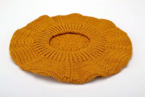 Mustard knitted beret - MADEheart.com