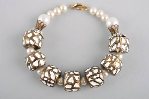 Designer handmade bracelet beautiful jewelry brown stylish accessories - MADEheart.com