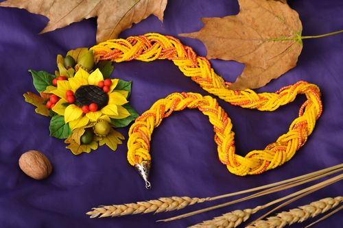 Handgemachter Schmuck Porzellan Schmuck Damen Collier Kette für Frauen gelb bunt - MADEheart.com