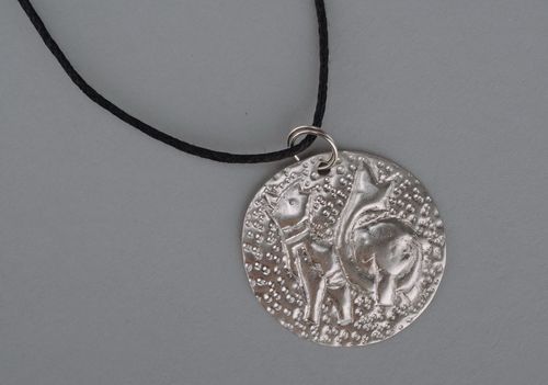 Pendant made of brass with silvering Silver Lion - MADEheart.com