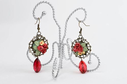 Unusual handmade plastic earrings flower earrings costume jewelry gifts for her - MADEheart.com