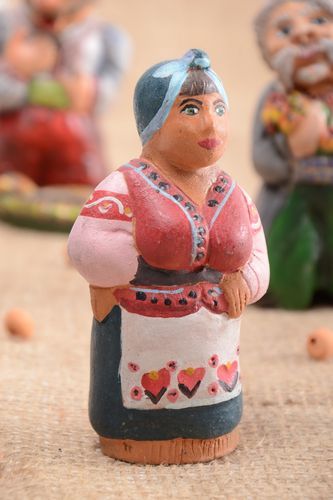 Painted ceramic statuette handmade unusual figurine cute interior decor - MADEheart.com