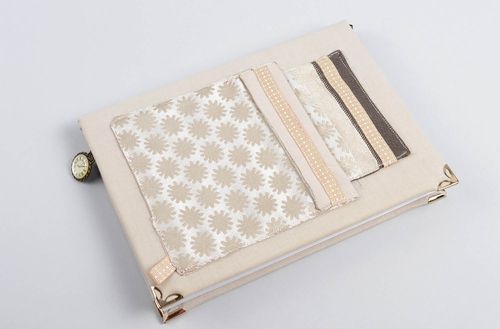 Carnet fait main beige Carnet design couverture en tissu Papeterie originale - MADEheart.com