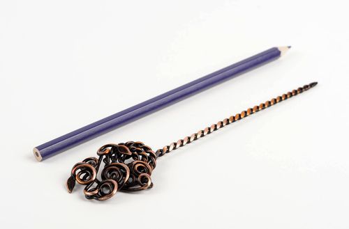 Handmade hair pin designer hair pin unusual hair accessory metal hair pin - MADEheart.com