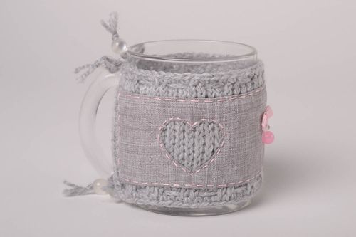 Handmade beautiful cute case unusual stylish cup case crocheted home textile - MADEheart.com