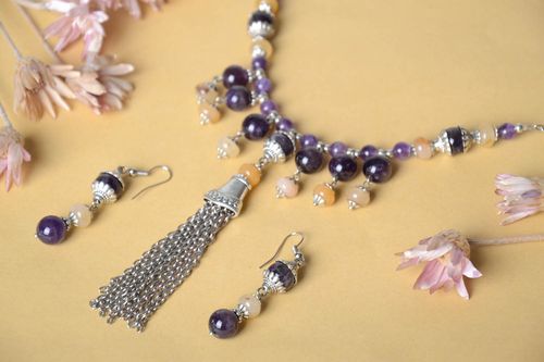 Boucles doreilles Collier fait main Bijoux fantaisie de pierres naturelles - MADEheart.com