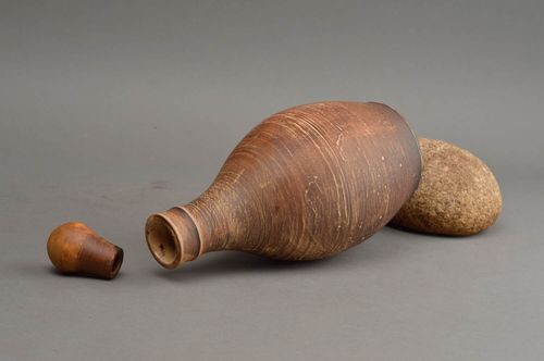 Bouteille en céramique faite main 40 cl technique de cuisson au lait originale  - MADEheart.com