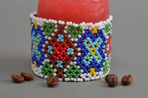 Exklusives buntes Armband aus Glasperlen stilvoll schön künstlerische Handarbeit - MADEheart.com