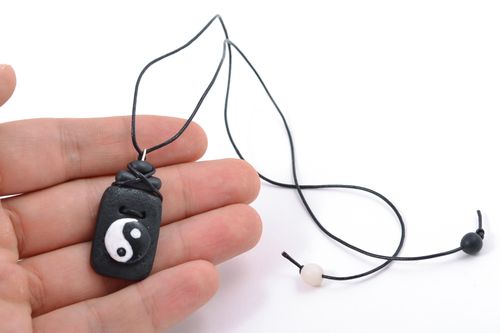 Handmade polymer clay pendant Yin and Yang - MADEheart.com