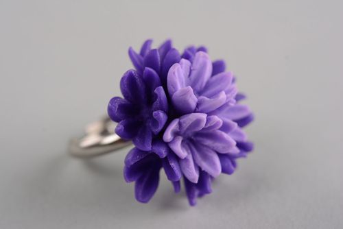 Polymer clay ring Lilac - MADEheart.com