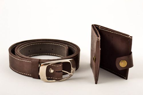 Handmade leather goods leather belt leather wallet mens accessories gift for him - MADEheart.com