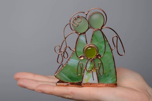 Bougeoir en verre vitrail couple danges - MADEheart.com