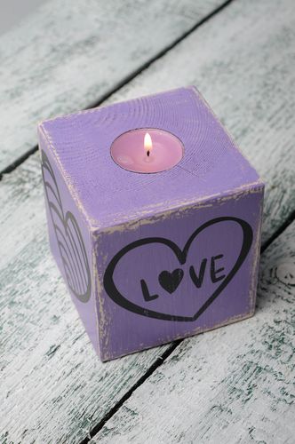 Candelero de madera para una vela - MADEheart.com