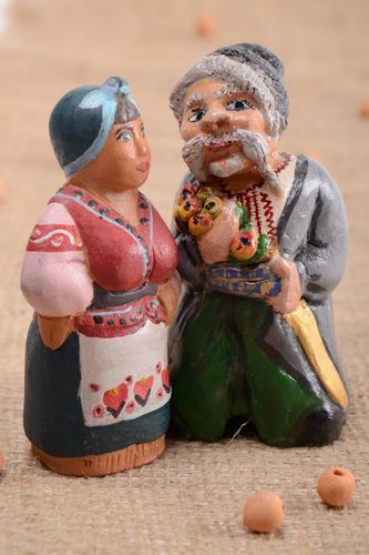 Ensemble de figurines décoratives en argile peintes faites main Paysans - MADEheart.com