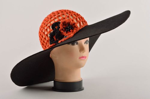 Chapeau à large bord fait main Accessoire de plage Vêtement pour femme ajouré - MADEheart.com