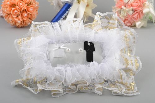 Cojín de boda para anillos artesanal blando rectangular bonito original - MADEheart.com